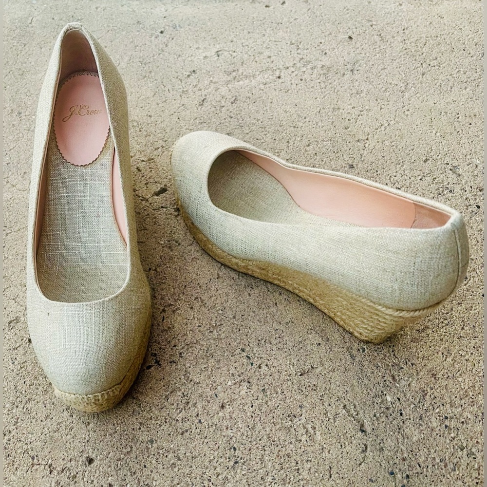 J. Crew Women’s Seville Espadrille Wedges Canvas Size 8